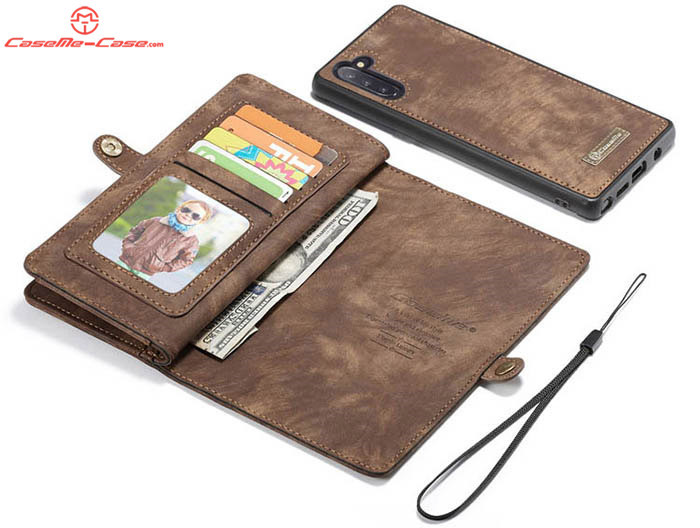 CaseMe Samsung Galaxy Note 10 Zipper Wallet Magnetic Detachable 2 in 1 Folio Case