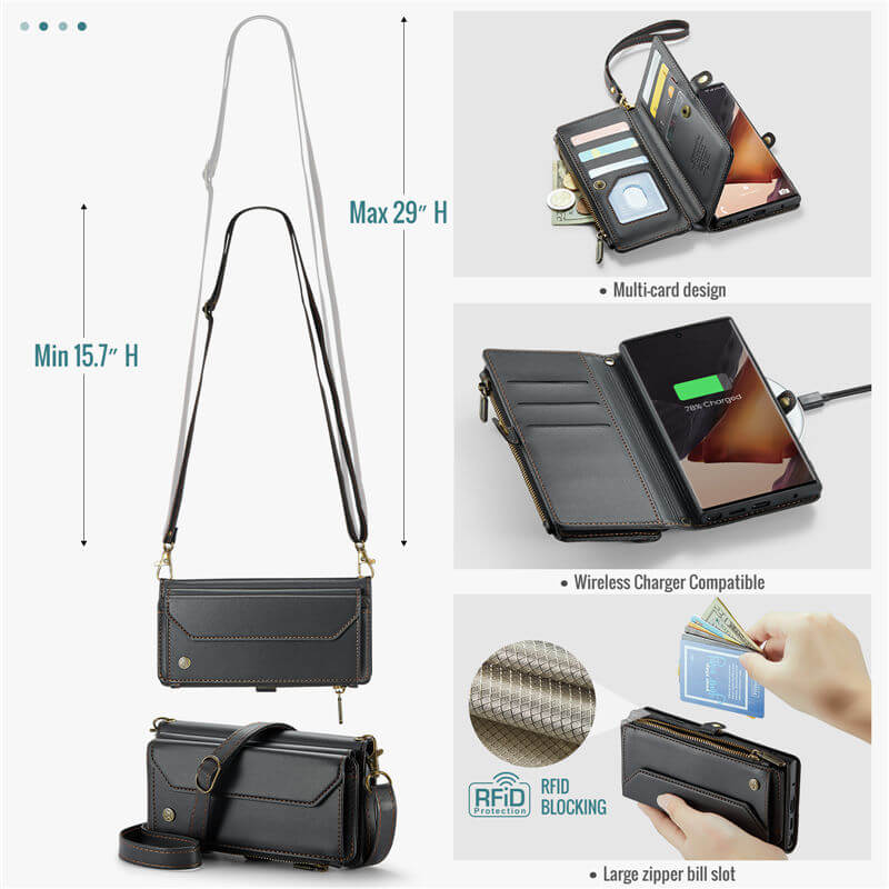 CaseMe Samsung Galaxy Note 20 Ultra Wallet RFID Blocking Crossbody Phone Case