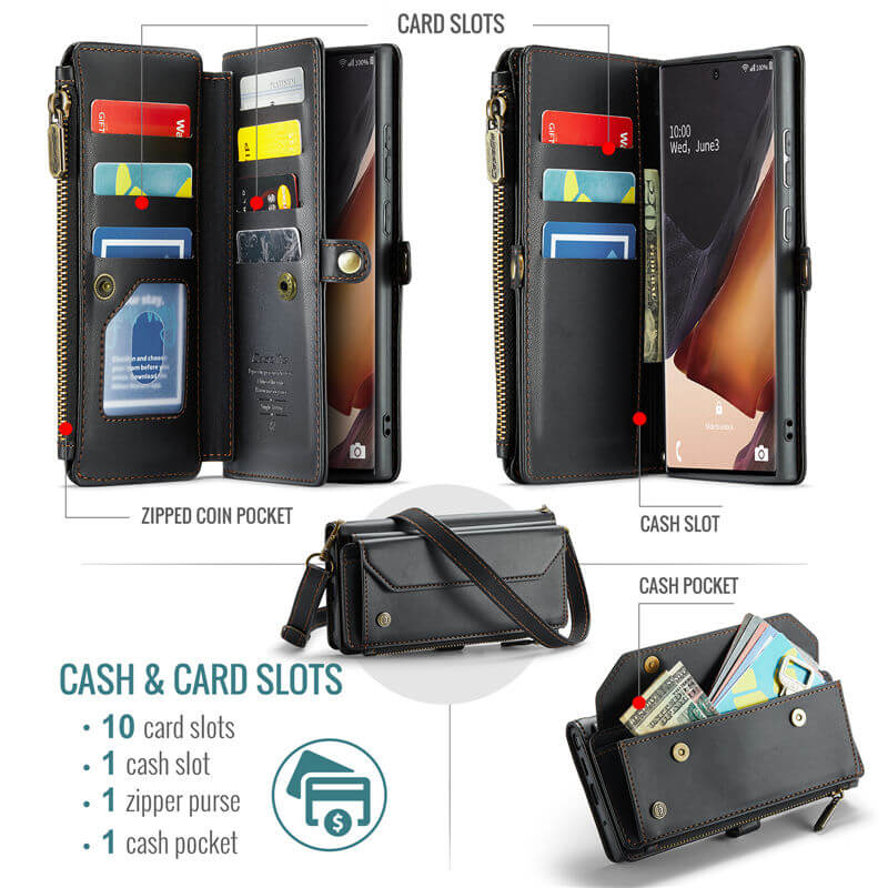 CaseMe Samsung Galaxy Note 20 Ultra Wallet RFID Blocking Crossbody Phone Case