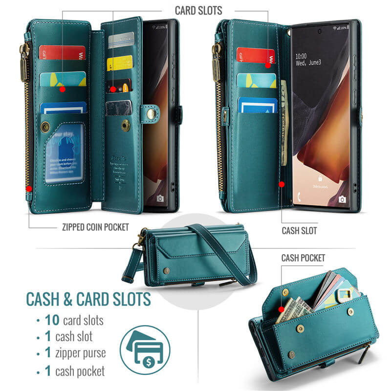 CaseMe Samsung Galaxy Note 20 Ultra Wallet RFID Blocking Crossbody Phone Case