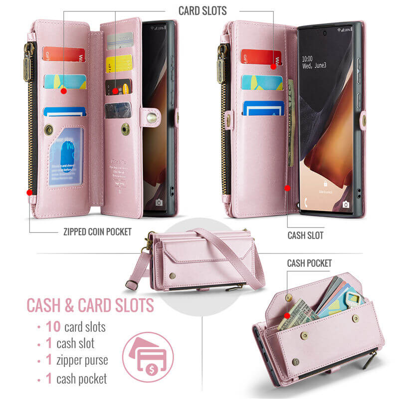 CaseMe Samsung Galaxy Note 20 Ultra Wallet RFID Blocking Crossbody Phone Case