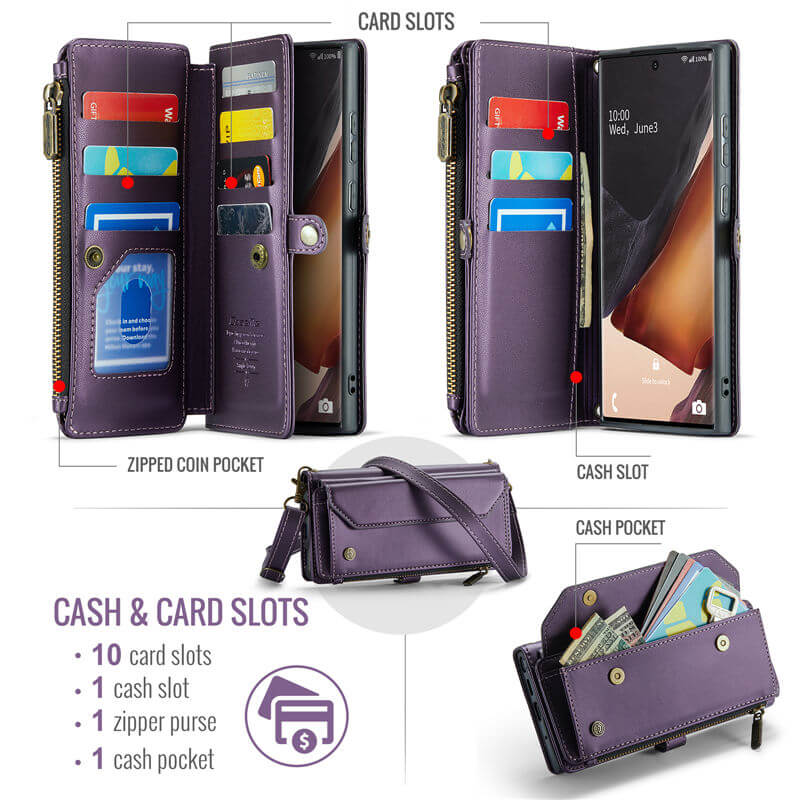 CaseMe Samsung Galaxy Note 20 Ultra Wallet RFID Blocking Crossbody Phone Case