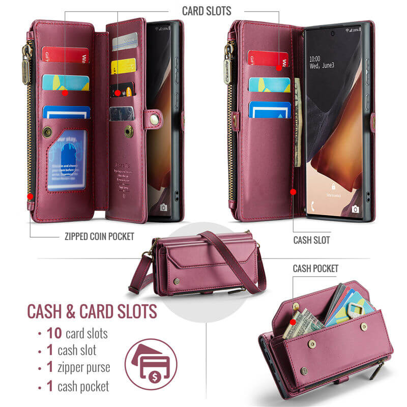 CaseMe Samsung Galaxy Note 20 Ultra Wallet RFID Blocking Crossbody Phone Case