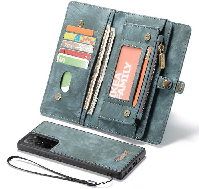 CaseMe Samsung Galaxy Note 20 Zipper Wallet Magnetic Detachable 2 in 1 Folio Case