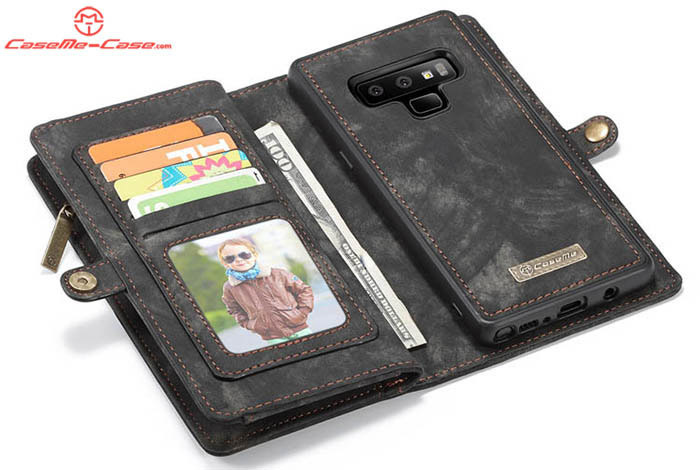 CaseMe Samsung Galaxy Note 9 Zipper Wallet Magnetic Detachable 2 in 1 Folio Case