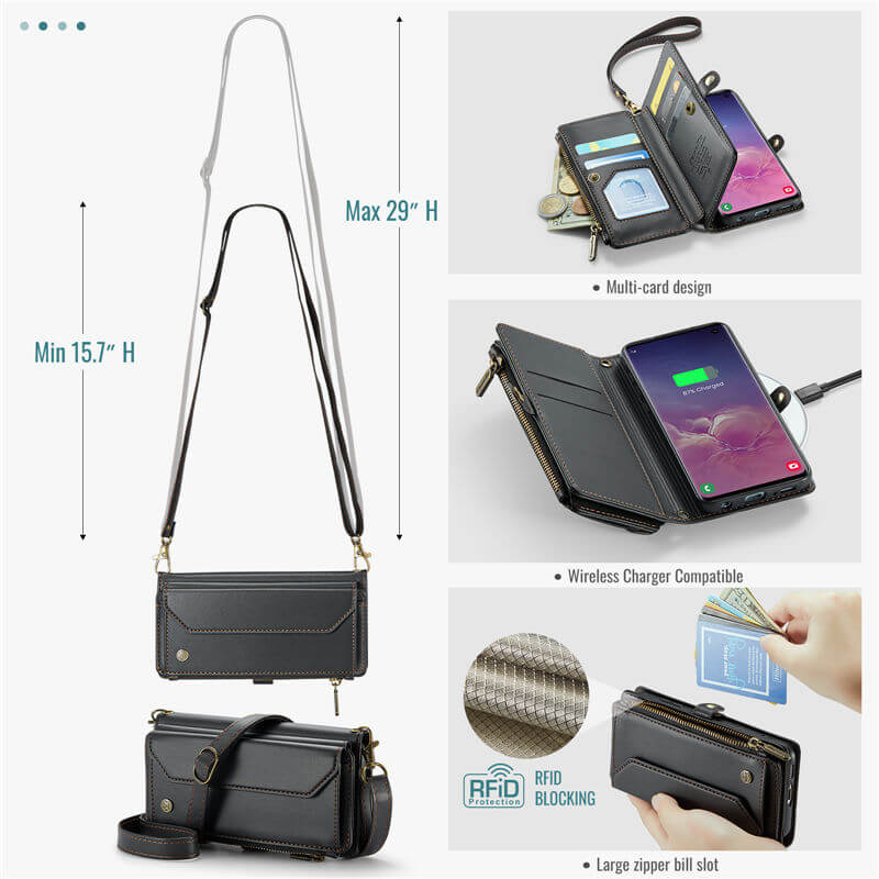 CaseMe Samsung Galaxy S10 Wallet RFID Blocking Crossbody Phone Case