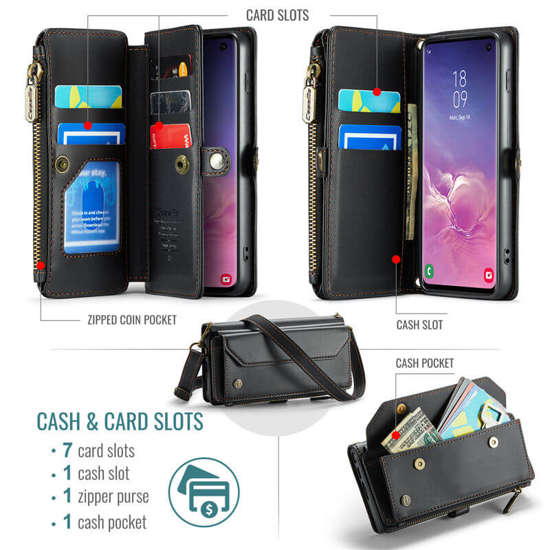 CaseMe Samsung Galaxy S10 Wallet RFID Blocking Crossbody Phone Case