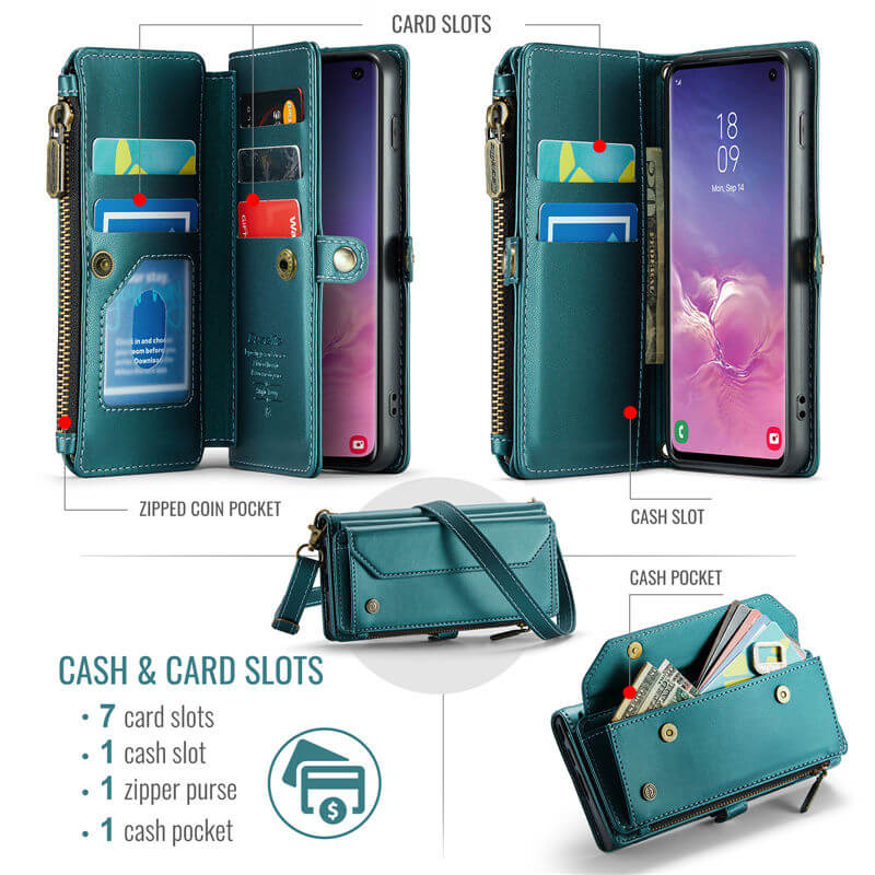 CaseMe Samsung Galaxy S10 Wallet RFID Blocking Crossbody Phone Case