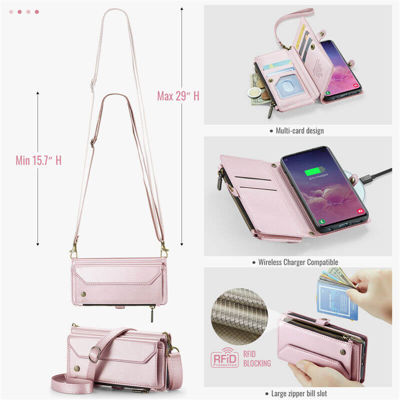 CaseMe Samsung Galaxy S10 Wallet RFID Blocking Crossbody Phone Case