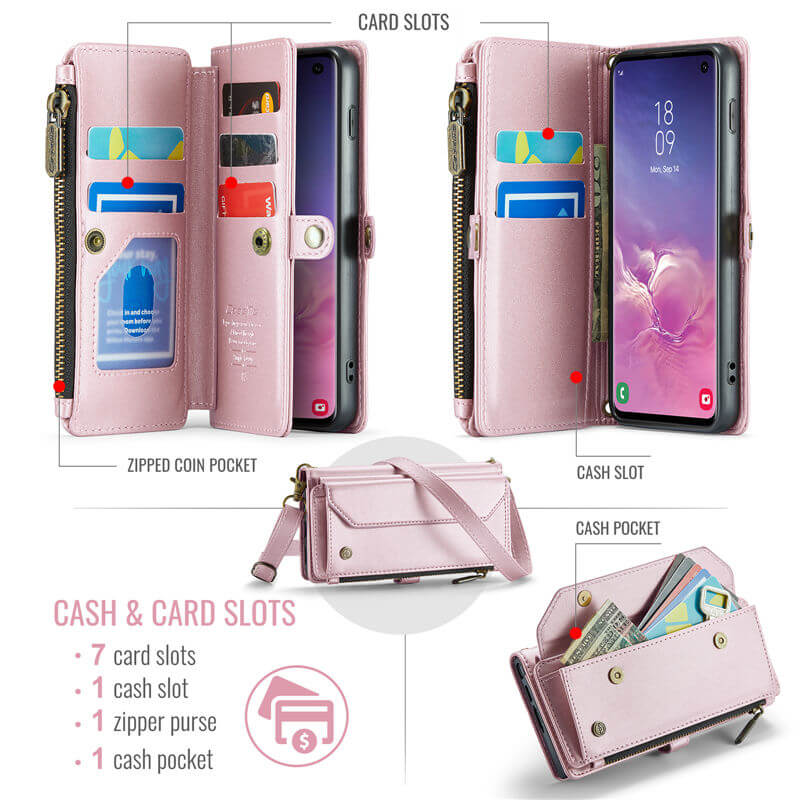 CaseMe Samsung Galaxy S10 Wallet RFID Blocking Crossbody Phone Case