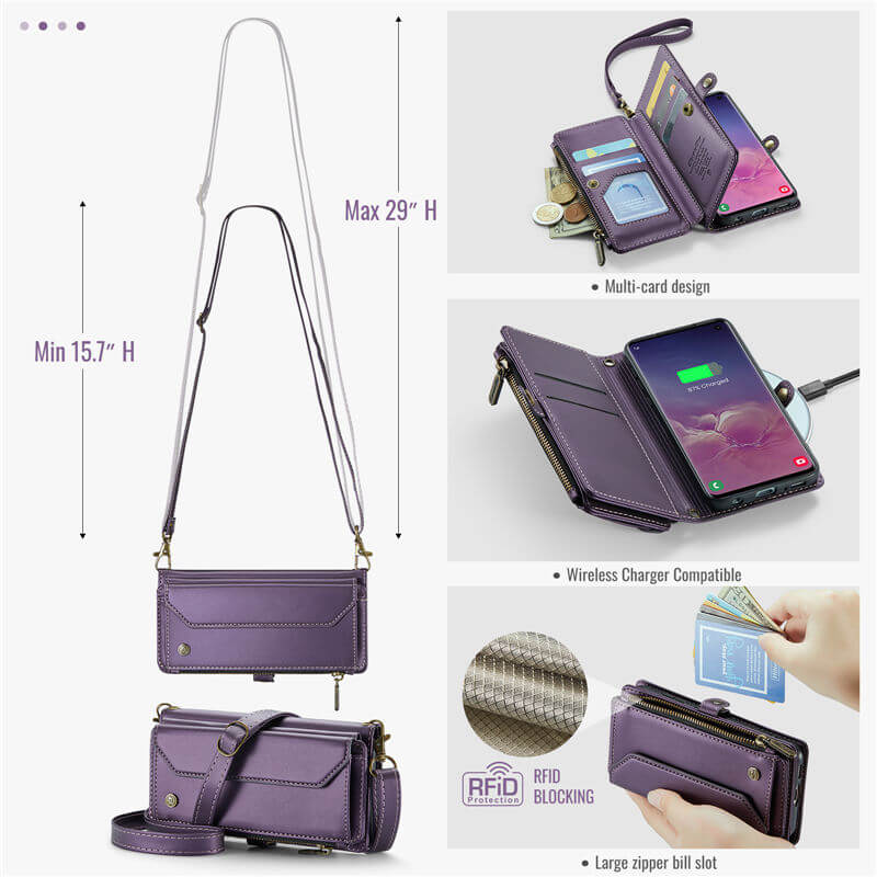 CaseMe Samsung Galaxy S10 Wallet RFID Blocking Crossbody Phone Case