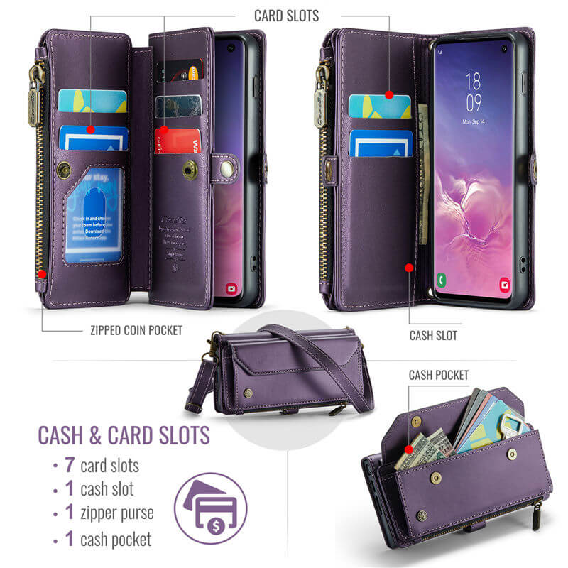 CaseMe Samsung Galaxy S10 Wallet RFID Blocking Crossbody Phone Case