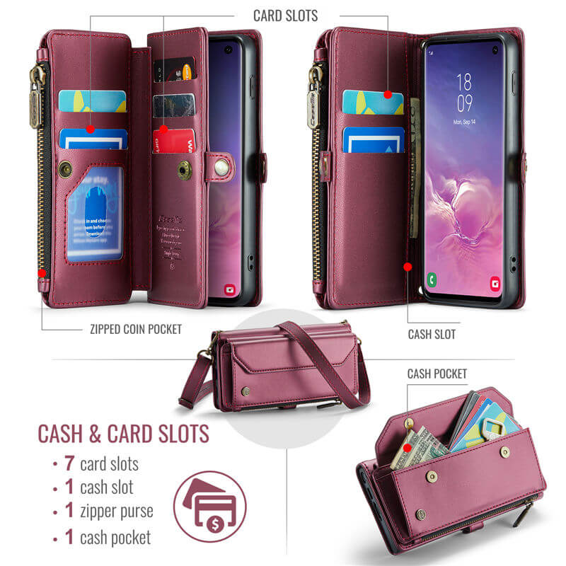 CaseMe Samsung Galaxy S10 Wallet RFID Blocking Crossbody Phone Case