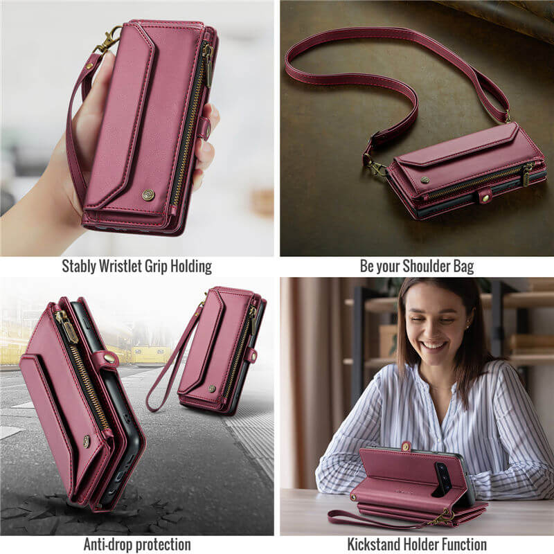 CaseMe Samsung Galaxy S10 Wallet RFID Blocking Crossbody Phone Case