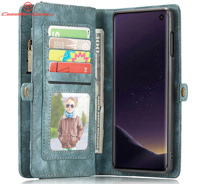 CaseMe Samsung Galaxy S10e Zipper Wallet Magnetic Detachable 2 in 1 Folio Case