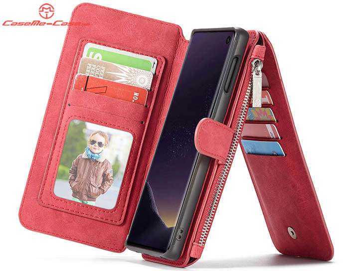 CaseMe Samsung Galaxy S10e Zipper Wallet Magnetic Detachable 2 in 1 Folio Flip Case