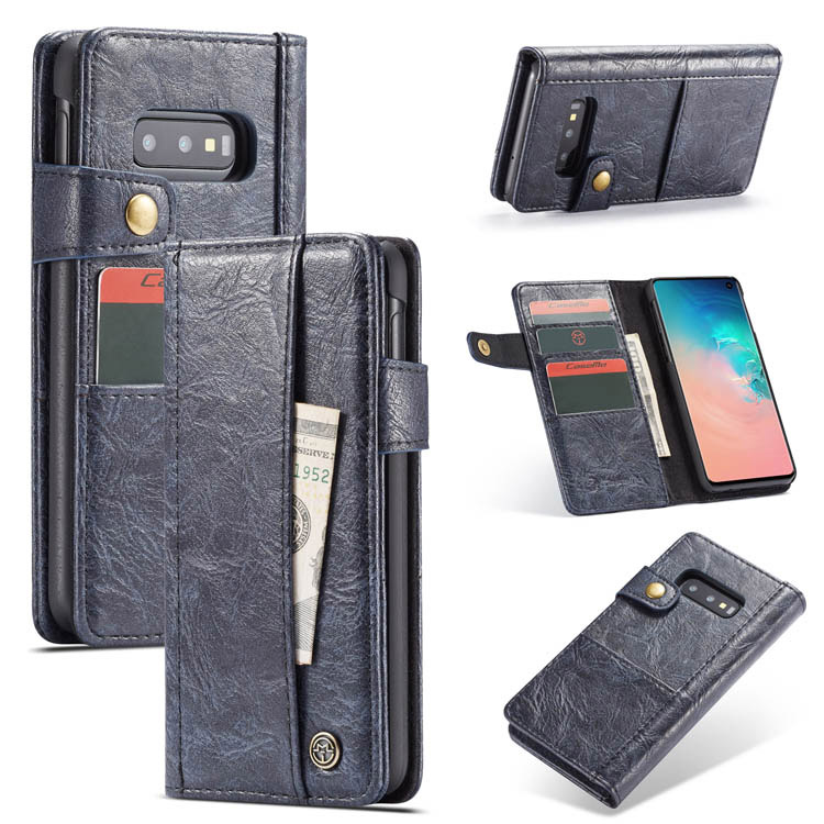 CaseMe Samsung Galaxy S10e Retro Slot Cards Wallet Case Blue