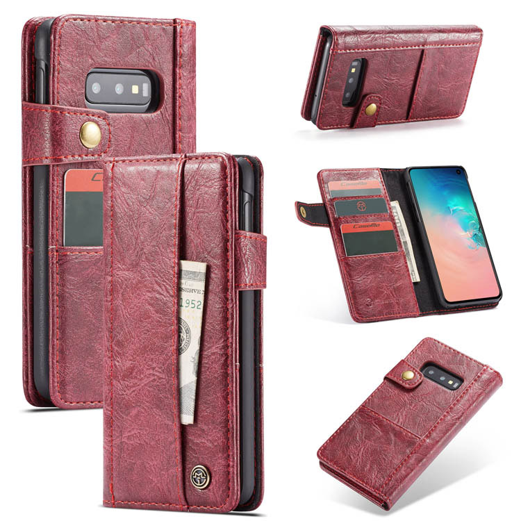 CaseMe Samsung Galaxy S10e Retro Slot Cards Wallet Case Red