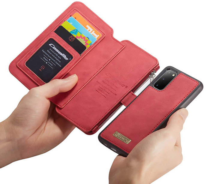 CaseMe Samsung Galaxy S20 Zipper Wallet Magnetic Detachable 2 in 1 Folio Flip Case