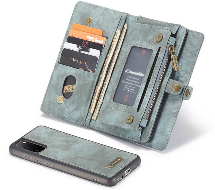 CaseMe Samsung Galaxy S20 Zipper Wallet Magnetic Detachable 2 in 1 Folio Case