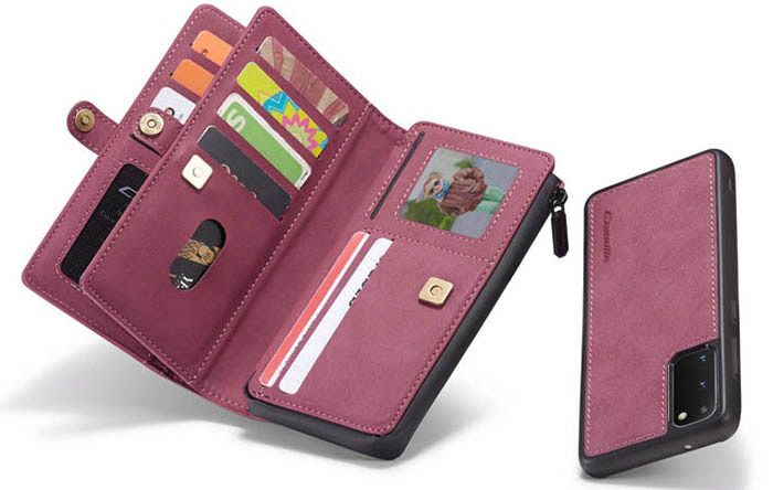 CaseMe Samsung Galaxy S20 Luxury Multi-Functional Zipper Wallet Magnetic Detachable 2 in 1 Folio Case