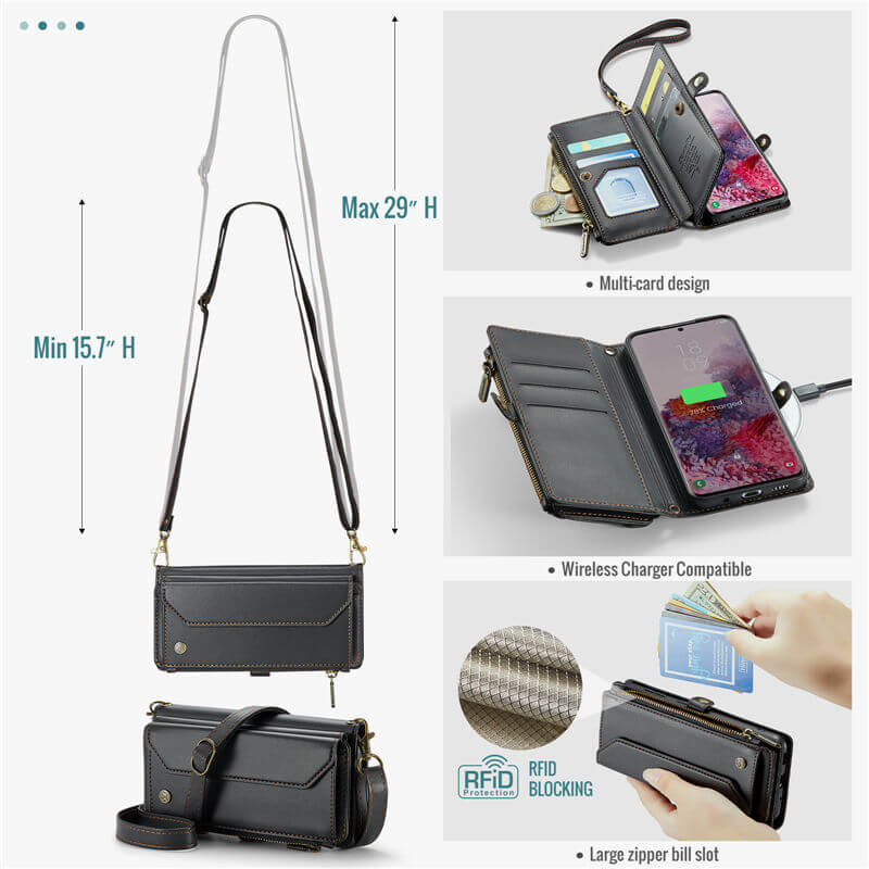 CaseMe Samsung Galaxy S20 Wallet RFID Blocking Crossbody Phone Case