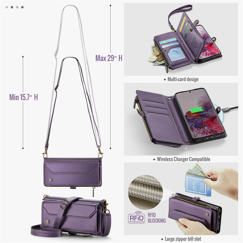 CaseMe Samsung Galaxy S20 Wallet RFID Blocking Crossbody Phone Case