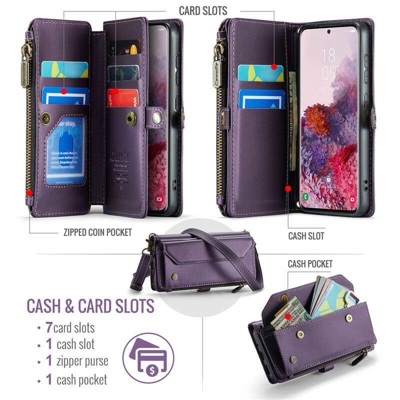 CaseMe Samsung Galaxy S20 Wallet RFID Blocking Crossbody Phone Case