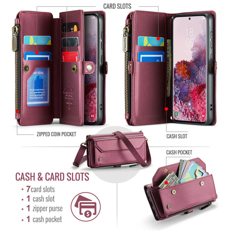 CaseMe Samsung Galaxy S20 Wallet RFID Blocking Crossbody Phone Case