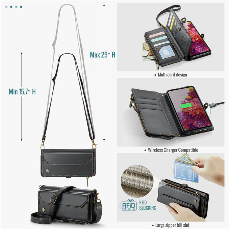 CaseMe Samsung Galaxy S20 FE Wallet RFID Blocking Crossbody Phone Case