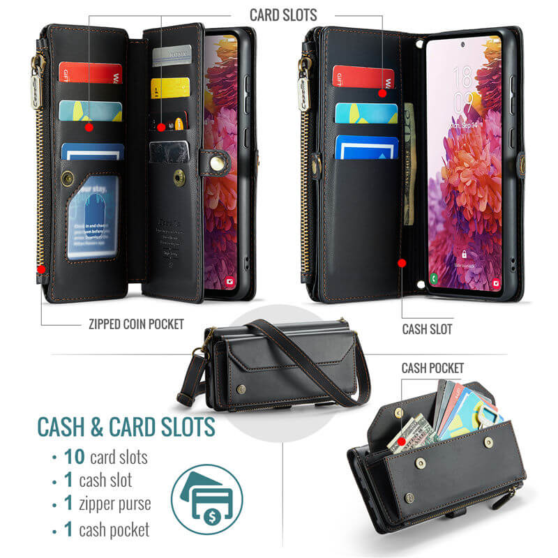 CaseMe Samsung Galaxy S20 FE Wallet RFID Blocking Crossbody Phone Case