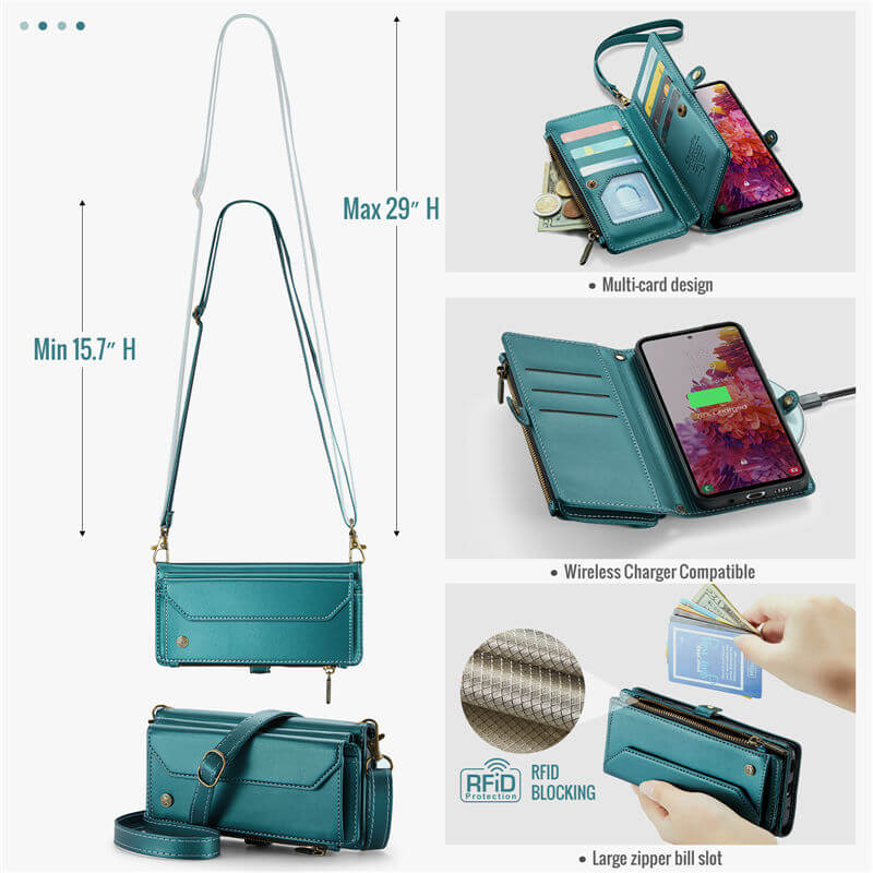 CaseMe Samsung Galaxy S20 FE Wallet RFID Blocking Crossbody Phone Case