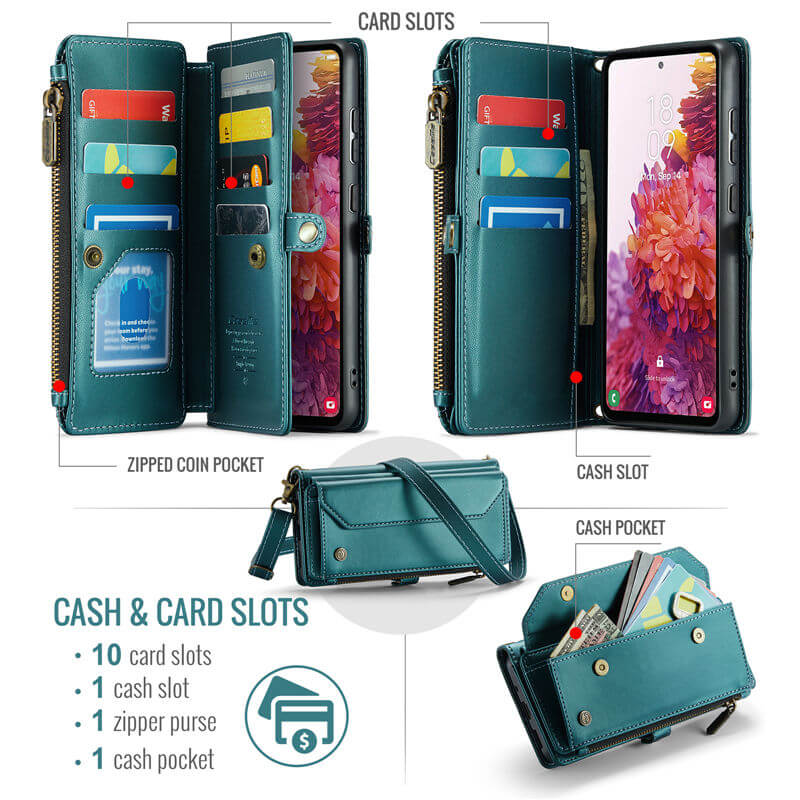 CaseMe Samsung Galaxy S20 FE Wallet RFID Blocking Crossbody Phone Case