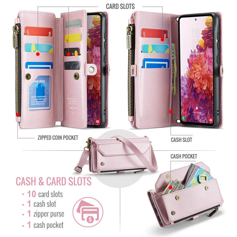 CaseMe Samsung Galaxy S20 FE Wallet RFID Blocking Crossbody Phone Case