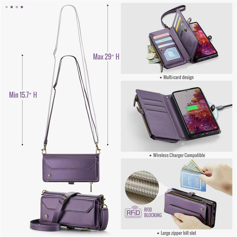 CaseMe Samsung Galaxy S20 FE Wallet RFID Blocking Crossbody Phone Case