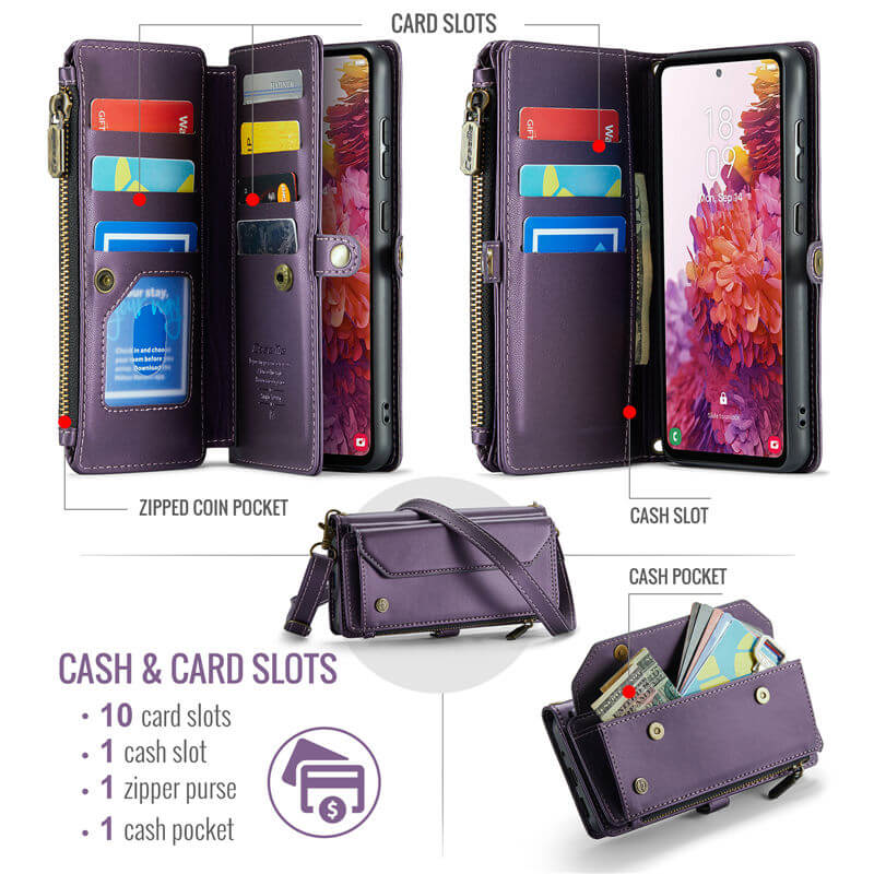 CaseMe Samsung Galaxy S20 FE Wallet RFID Blocking Crossbody Phone Case