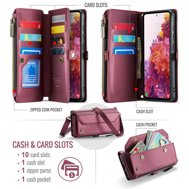 CaseMe Samsung Galaxy S20 FE Wallet RFID Blocking Crossbody Phone Case