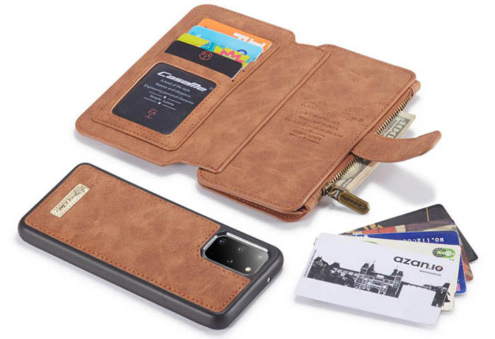 CaseMe Samsung Galaxy S20 Plus Zipper Wallet Magnetic Detachable 2 in 1 Folio Flip Case