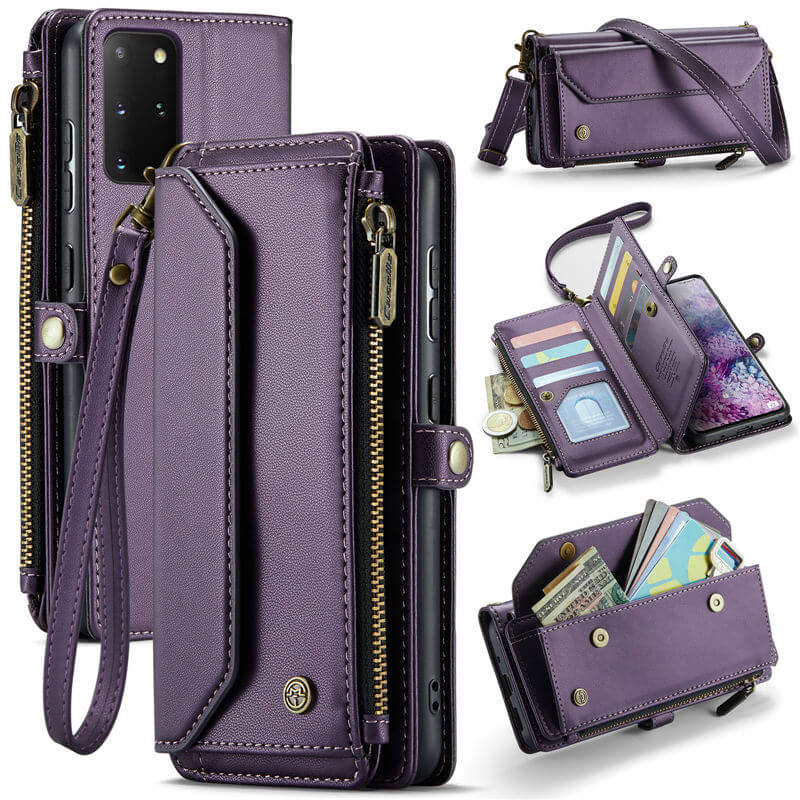 CaseMe Samsung Galaxy S20 Plus Wallet RFID Blocking Crossbody Case Support Wireless Charging Purple