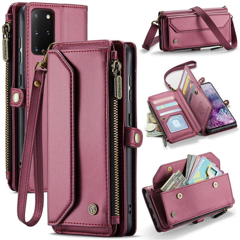 CaseMe Samsung Galaxy S20 Plus Wallet RFID Blocking Crossbody Case Support Wireless Charging Red