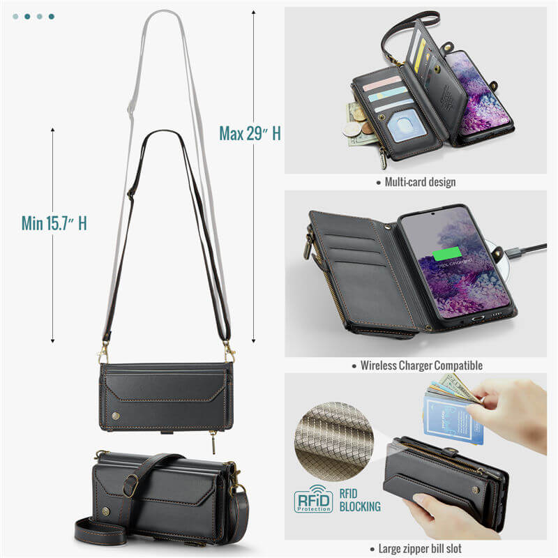 CaseMe Samsung Galaxy S20 Plus Wallet RFID Blocking Crossbody Phone Case