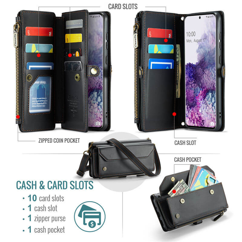 CaseMe Samsung Galaxy S20 Plus Wallet RFID Blocking Crossbody Phone Case