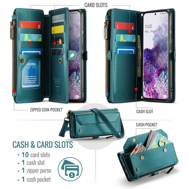 CaseMe Samsung Galaxy S20 Plus Wallet RFID Blocking Crossbody Phone Case