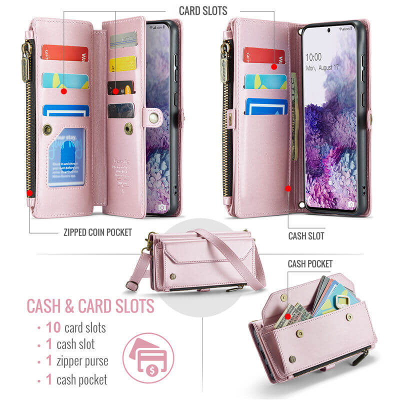 CaseMe Samsung Galaxy S20 Plus Wallet RFID Blocking Crossbody Phone Case