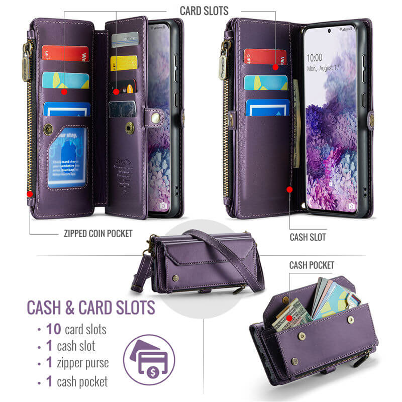 CaseMe Samsung Galaxy S20 Plus Wallet RFID Blocking Crossbody Phone Case