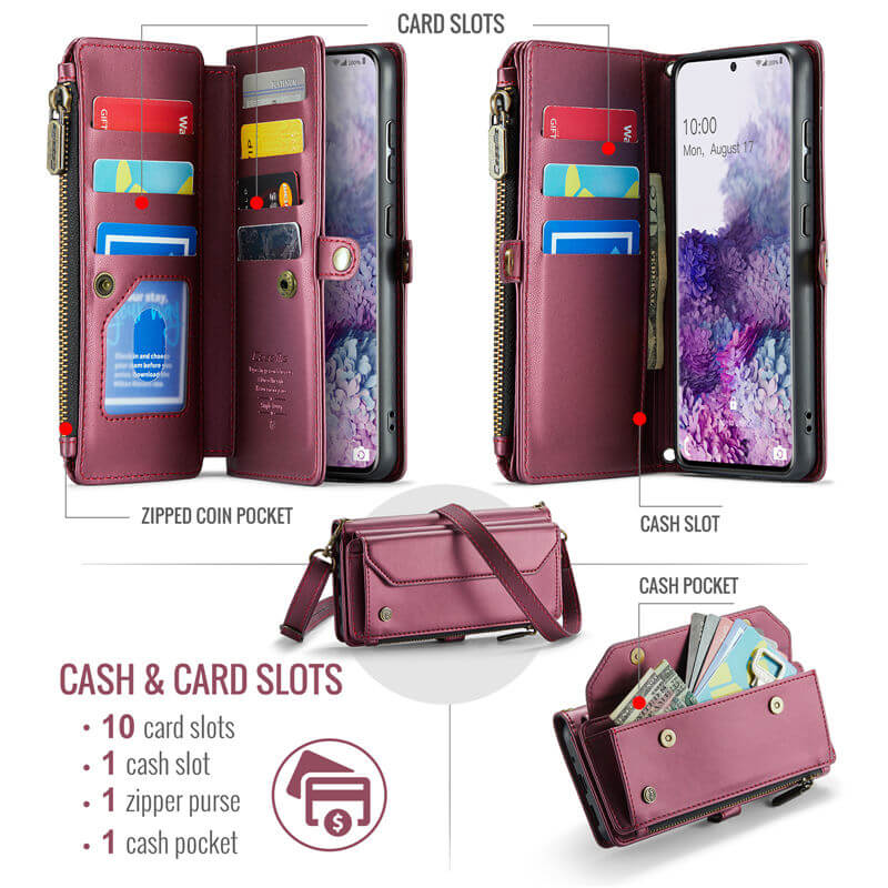 CaseMe Samsung Galaxy S20 Plus Wallet RFID Blocking Crossbody Phone Case