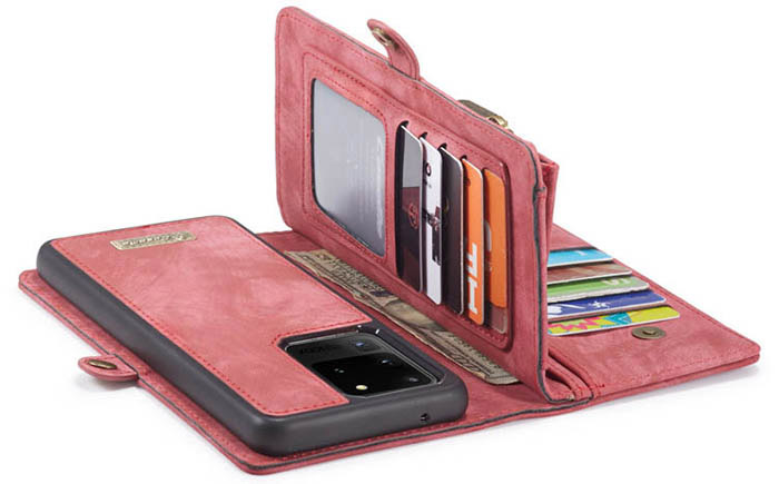 CaseMe Samsung Galaxy S20 Ultra Zipper Wallet Magnetic Detachable 2 in 1 Folio Case