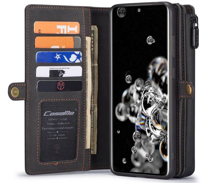 CaseMe Samsung Galaxy S20 Ultra Luxury Multi-Functional Zipper Wallet Magnetic Detachable 2 in 1 Folio Case