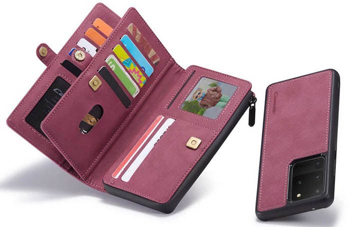 CaseMe Samsung Galaxy S20 Ultra Luxury Multi-Functional Zipper Wallet Magnetic Detachable 2 in 1 Folio Case