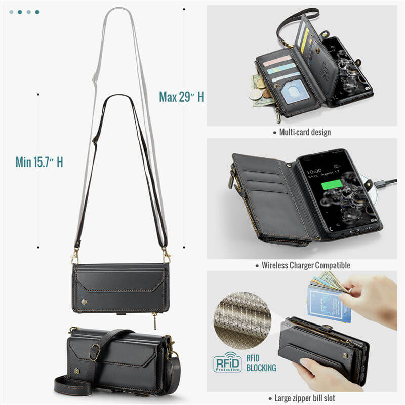 CaseMe Samsung Galaxy S20 Ultra Wallet RFID Blocking Crossbody Phone Case